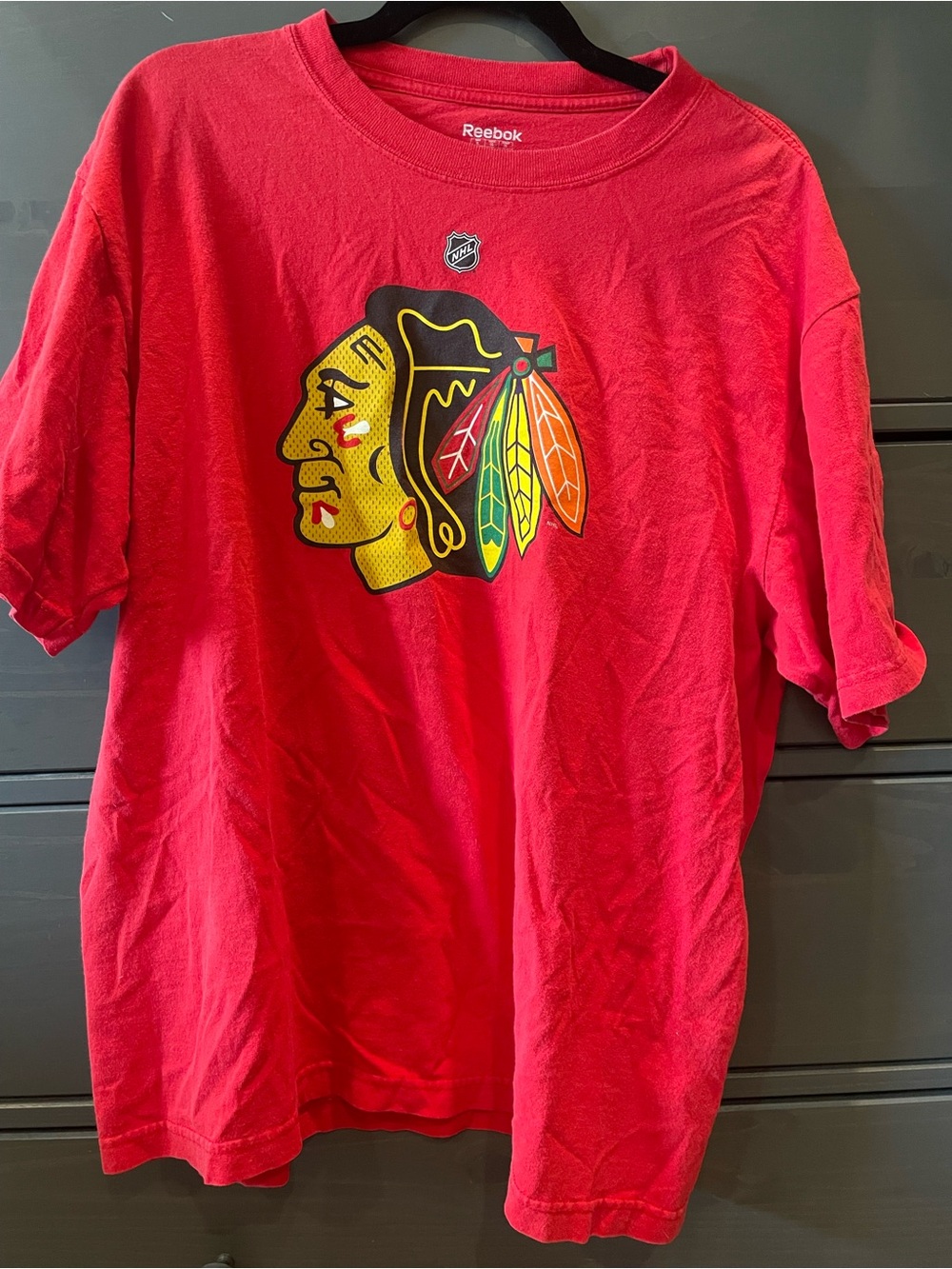Reebok Red Chicago Blackhawks Short Sleeve Logo Tee